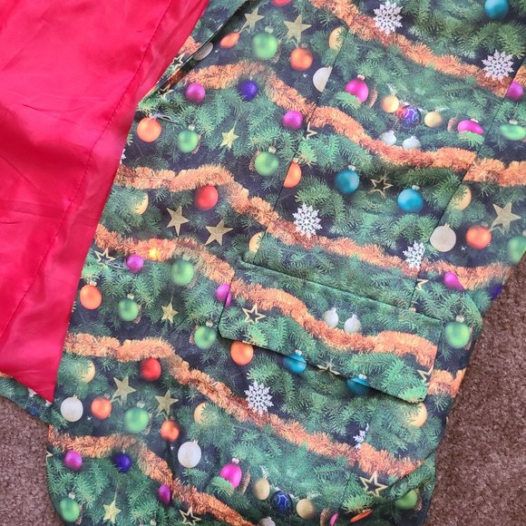 Christmas Green Dress Jacket Ornaments & Light up mode Adult size XXL - Picture 6 of 7